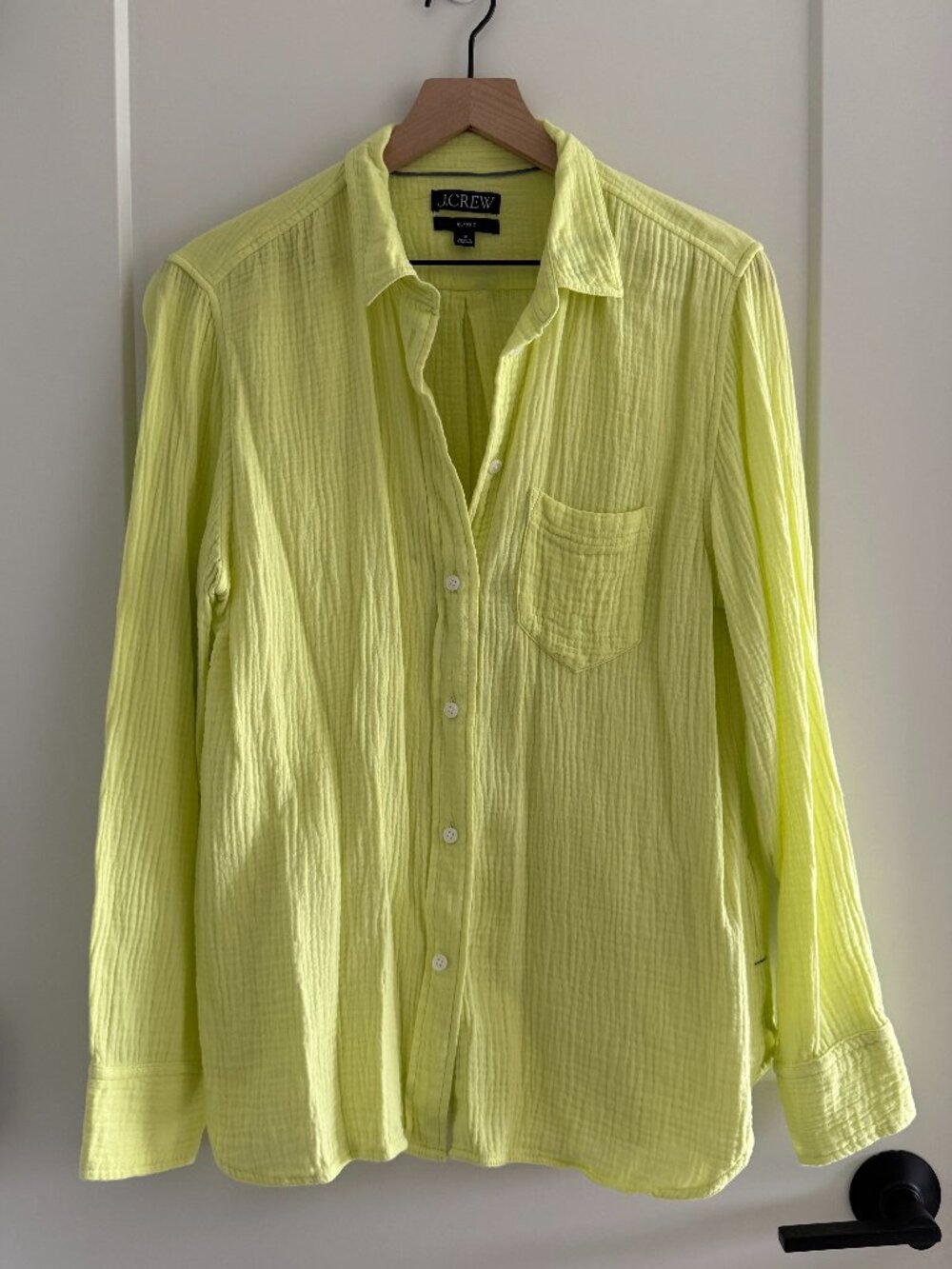 J. Crew Classic Double-Gauze Button-Down Shirt in Pale Kiwi